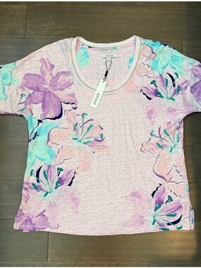 NWT Chico's Hibiscus Easy Tee Linen Knit Tee Short Sleeve Pink Purple L Chico 2
